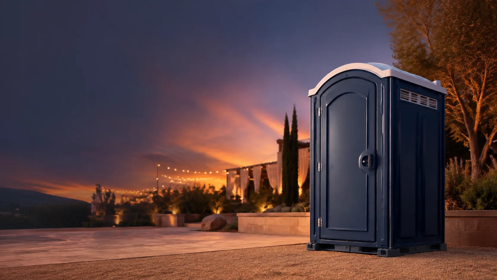 Portable restroom shown for rental planning in Waukegan, IL